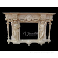 Home decoration stone carvings and sculptures white natural marble cheap fireplace mantel
